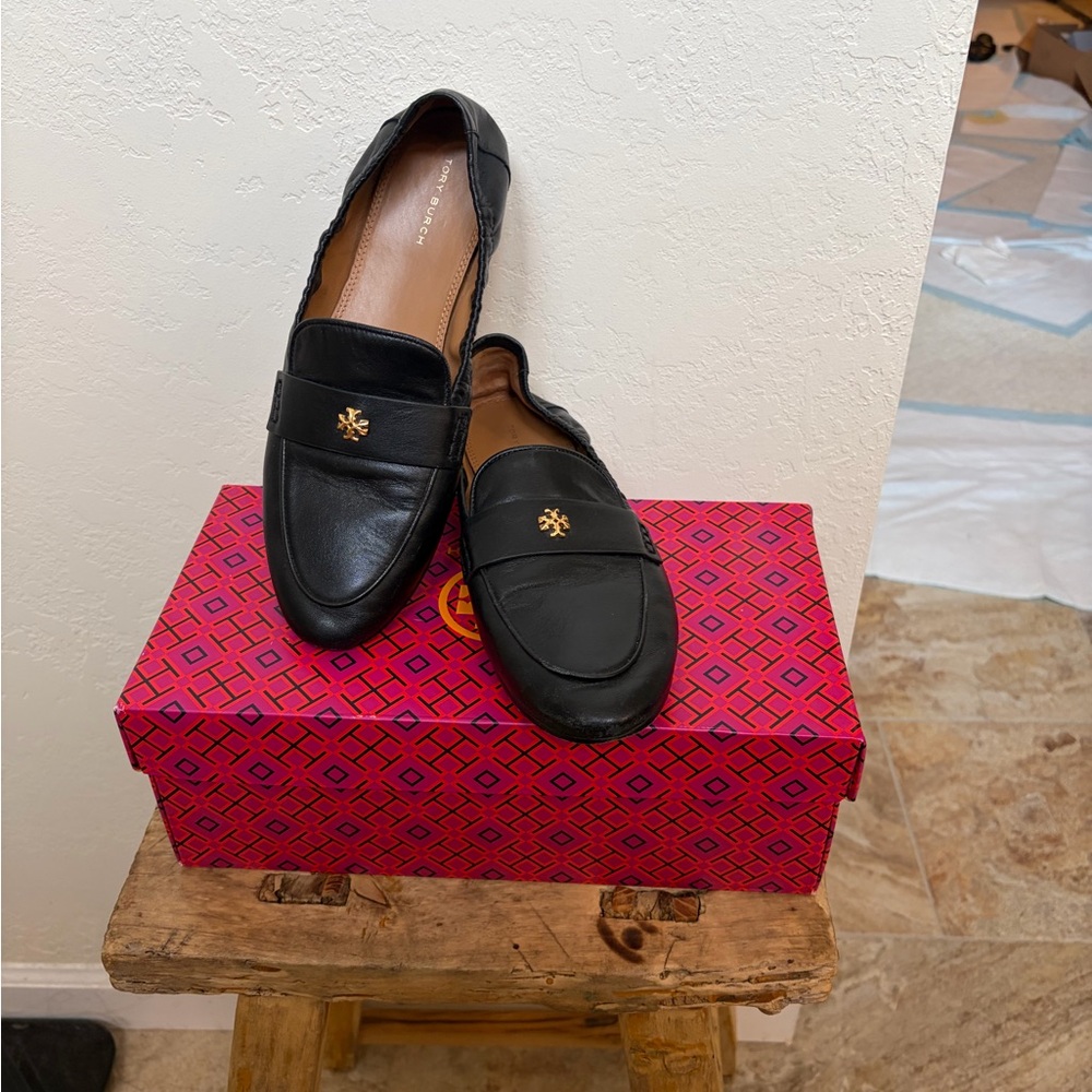 Tory Burch Black Leather Loafer Ballet Flats